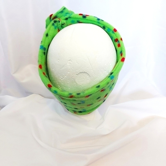 Handmade Green Polka Dot Fleece Headband - Picture 5 of 5